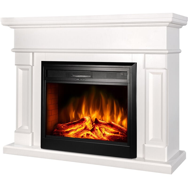 foto del prodotto camino elettrico da pavimento 102x136x33 cm effetto fiamma 1950w riga carmen panna