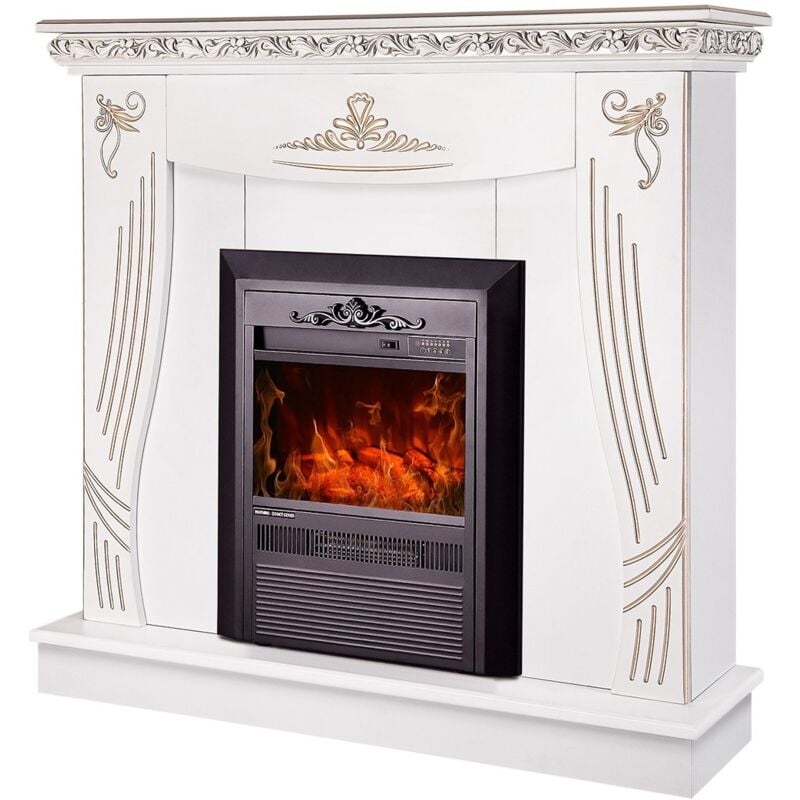 foto del prodotto camino elettrico da pavimento 103,5x110x30 cm effetto fiamma 2000w napoli cristina bianco
