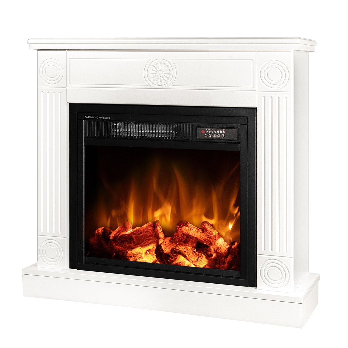 foto del prodotto camino elettrico da pavimento 73x77x21 cm effetto fiamma 1100w focus amp dionis bianco