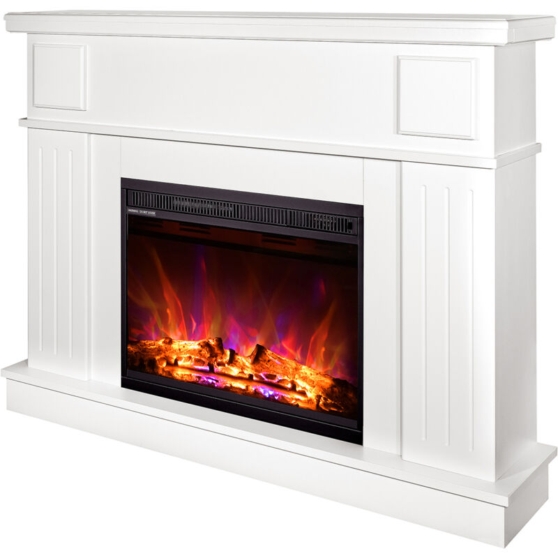 foto del prodotto camino elettrico da pavimento 95x120x30 cm effetto fiamma 1500w olimpia lorance color bianco