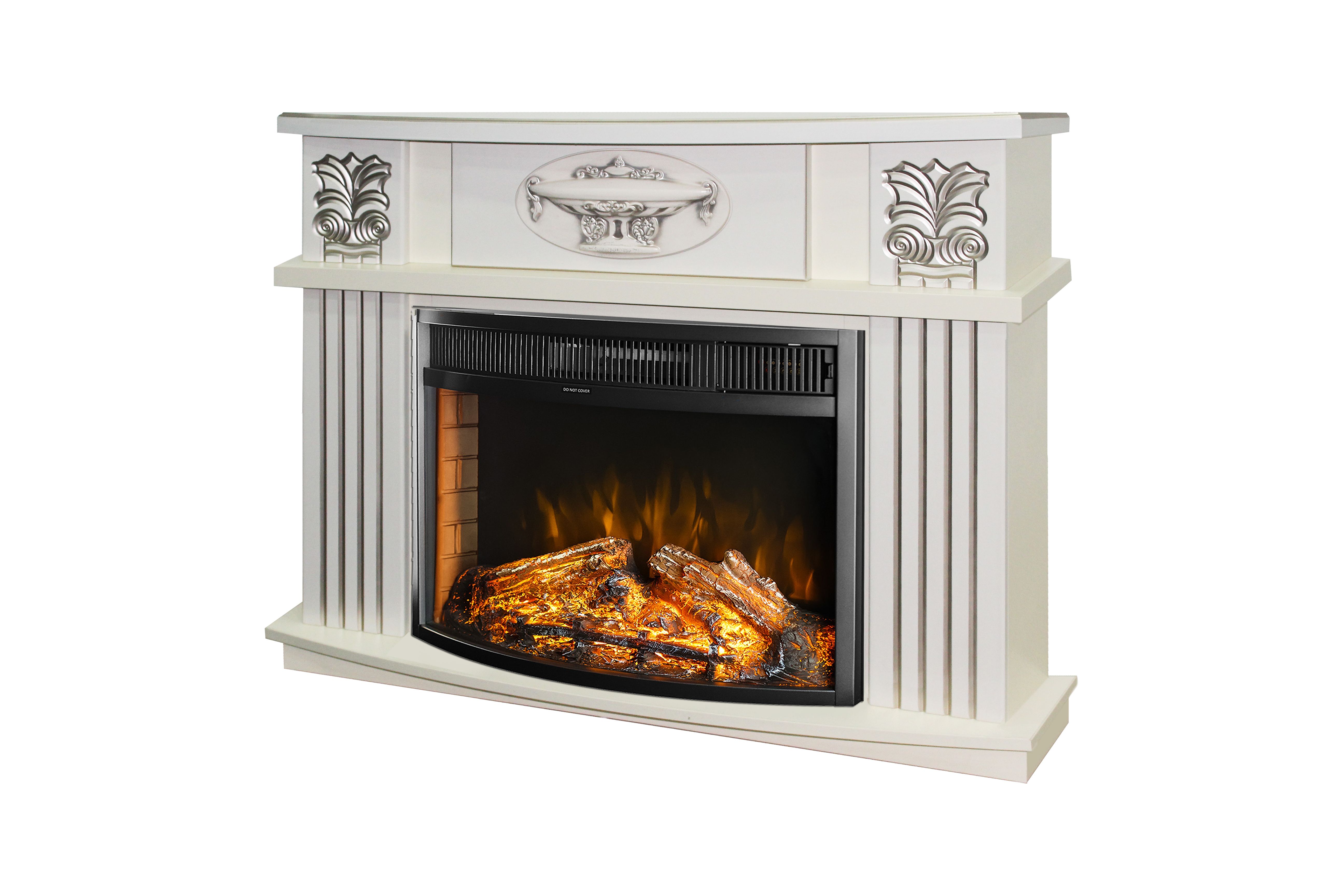 foto del prodotto camino elettrico da pavimento 96,3x120x31,8 cm effetto fiamma 1500w roma mini &amp; ararat avorio