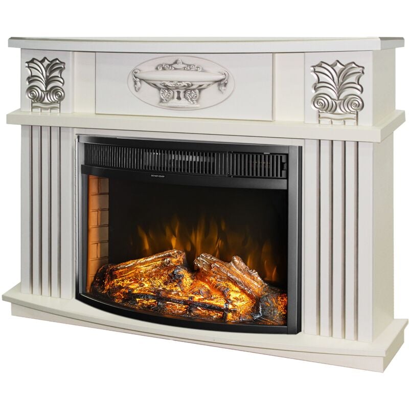 foto del prodotto camino elettrico da pavimento 96,3x120x31,8 cm effetto fiamma 1500w roma mini ararat avorio