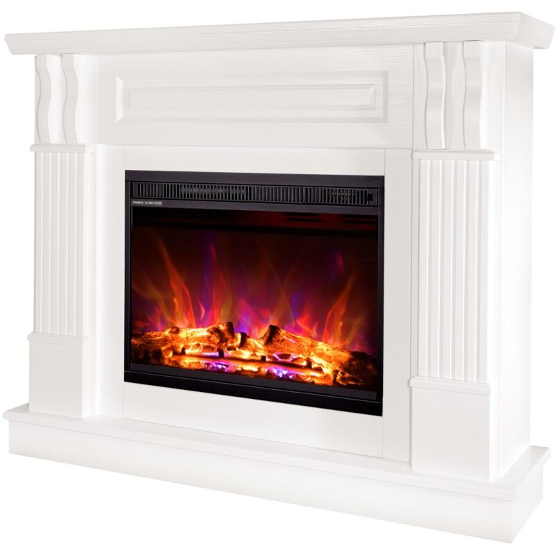 foto del prodotto camino elettrico da pavimento 96x113x30 cm effetto fiamma 1500w verona mini lorance bianco