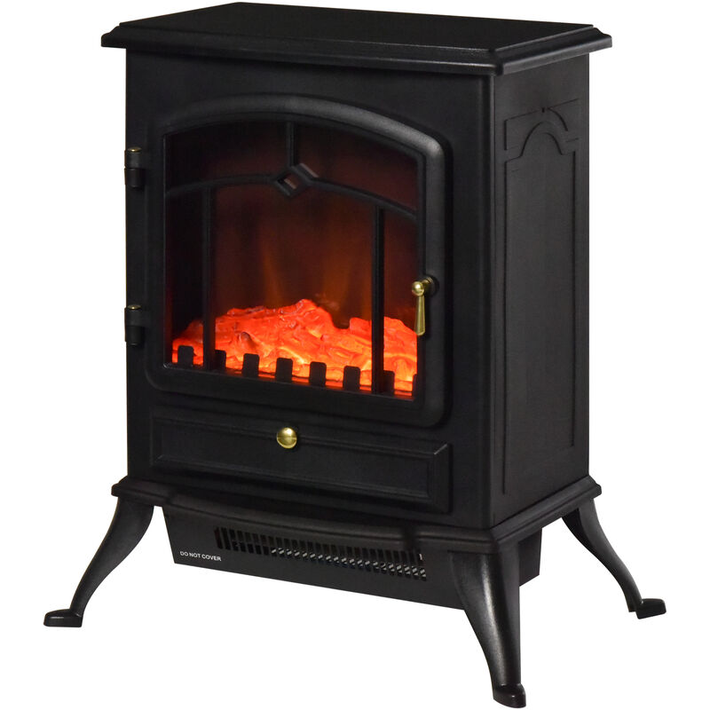 foto del prodotto camino elettrico da terra 42x28x55 cm 950 1850w effetto fiamma nero