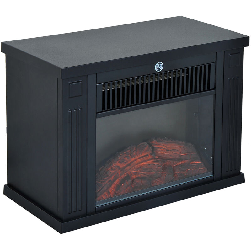 foto del prodotto camino elettrico da terra con effetto fiamma 600w 1200w vetro e plastica homcom