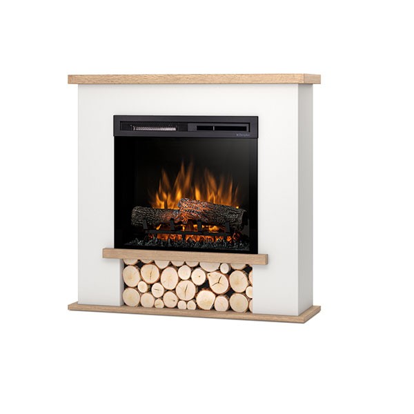 foto del prodotto camino elettrico riscaldante da pavimento autoportante a led - 23 - bianco opaco rovere chiaro - 95 x 92 x 28 - tula