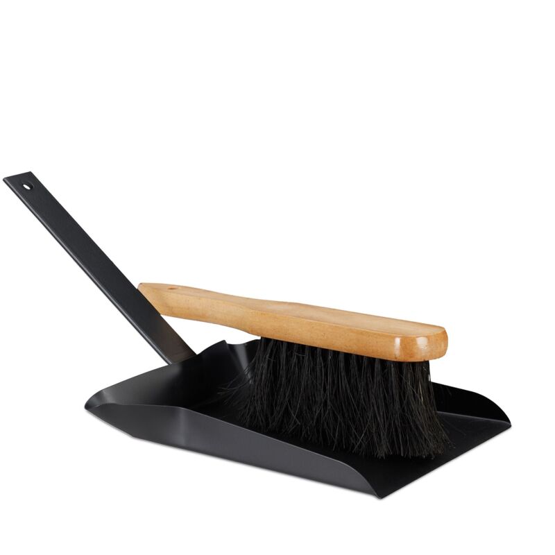 foto del prodotto camino pala cenere e spazzola in acciaio forno stufa camino 37 cm nero 130001954