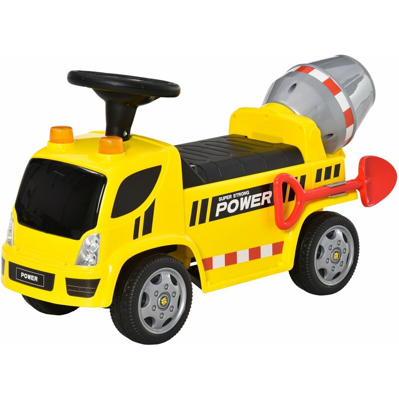 foto del prodotto camion betoniera cavalcabile per bambini giallo
