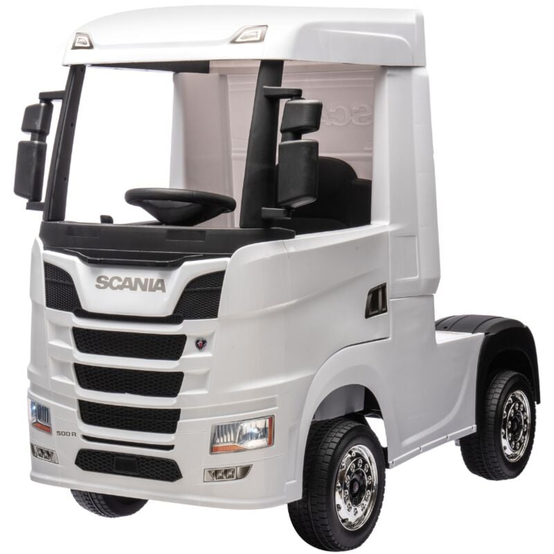 foto del prodotto camion elettrico per bambini scania 24v porte apribili bianco