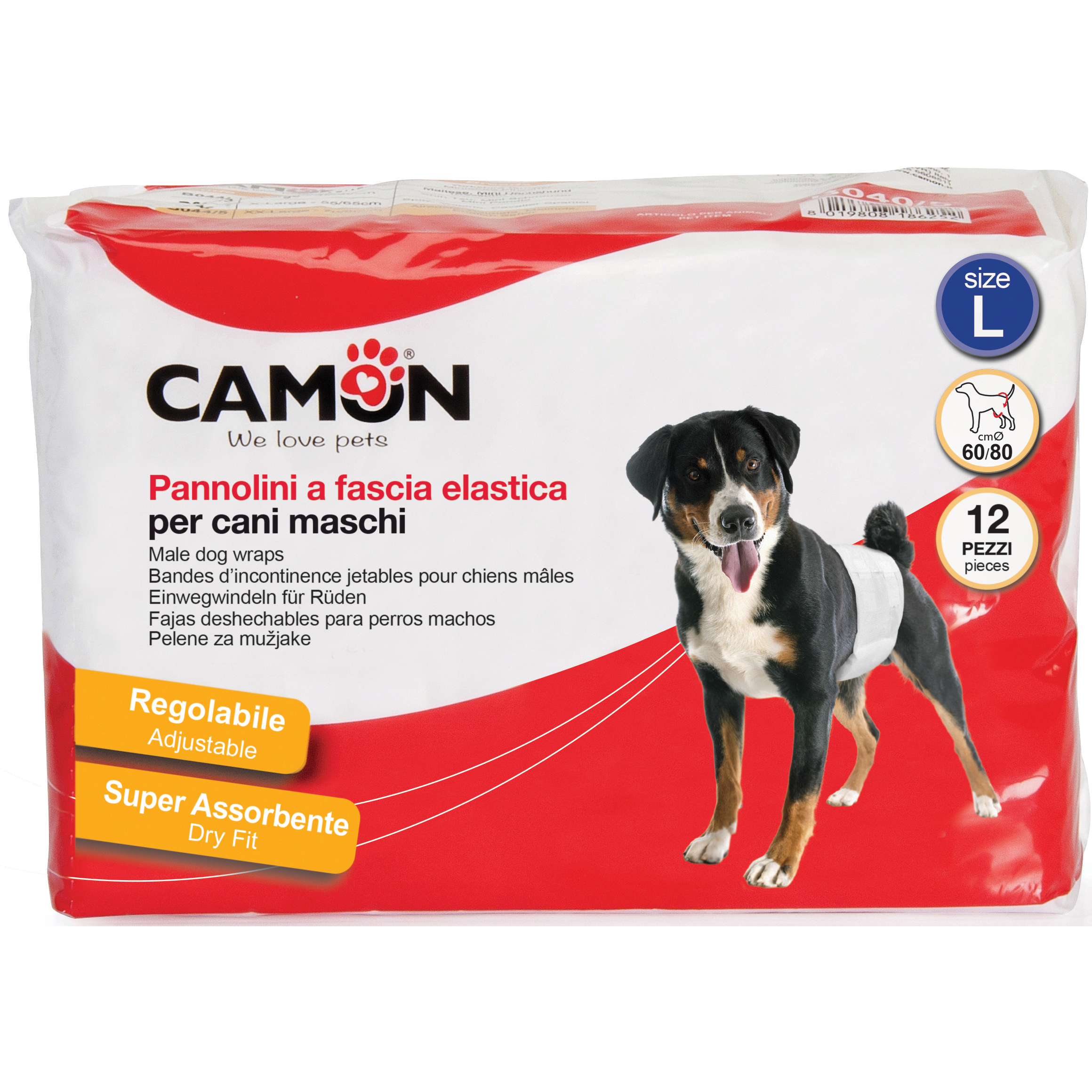 foto del prodotto camon cane pannolini a fascia per maschi cf. 12 pezzi misura 3