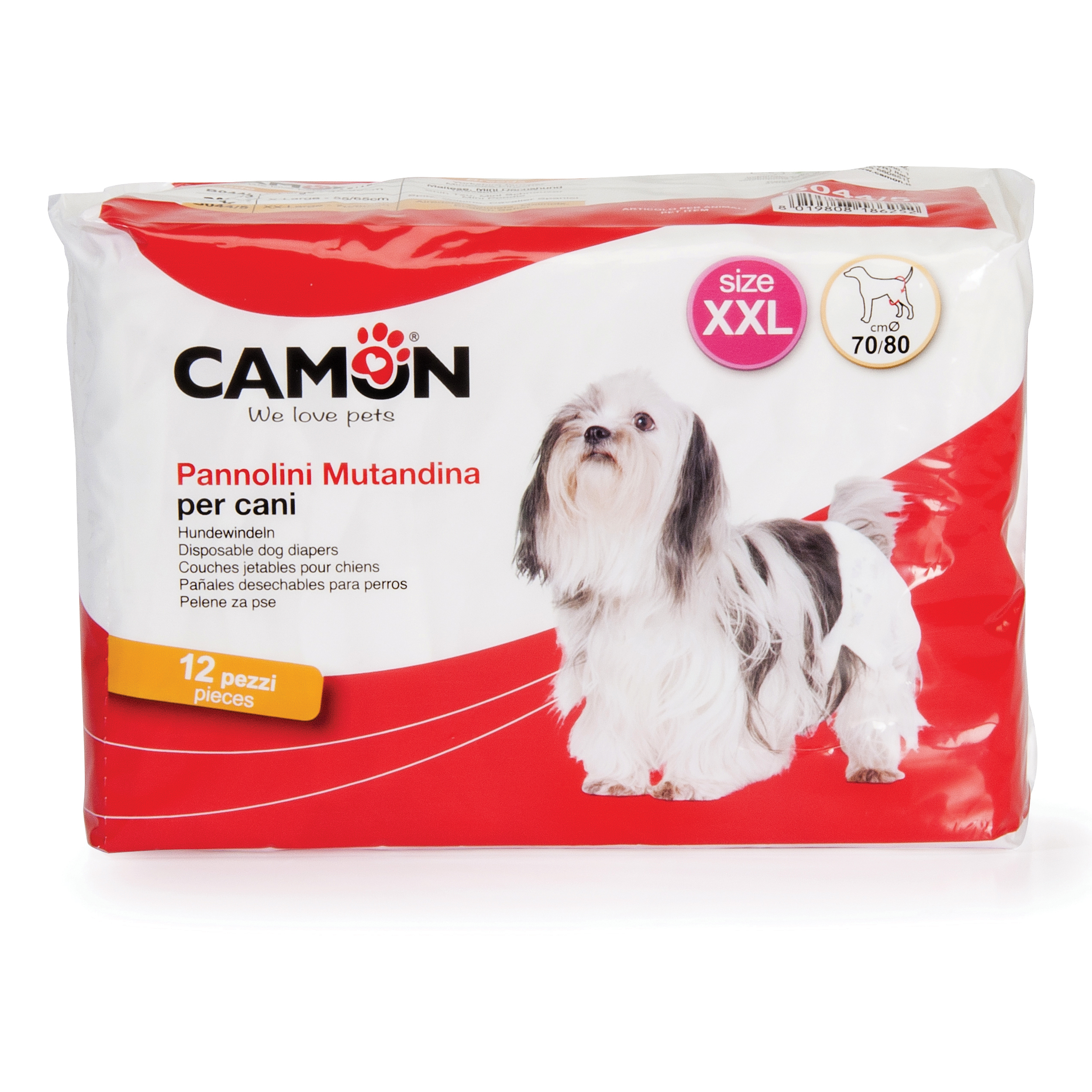 foto del prodotto camon cane pannolini mutandina tg. "xxl" 70/80 cm cf. (12 pezzi)