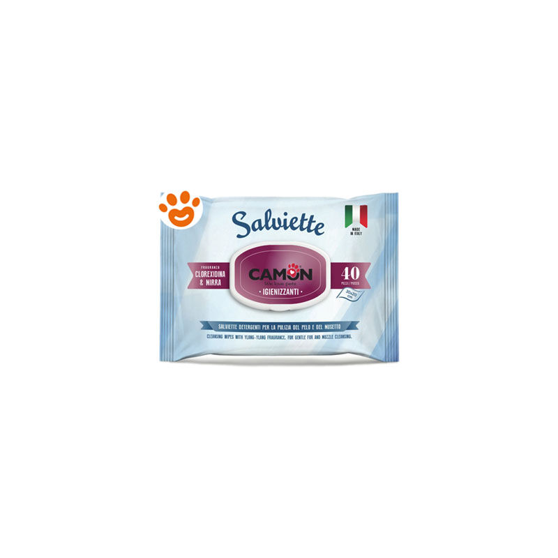foto del prodotto camon dog cat salviette clorexidina e mirra dog cat salviette clorexidina e mirra confezione da 40 salviette