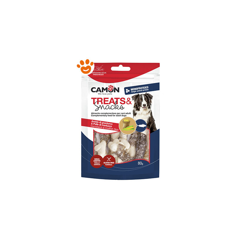 foto del prodotto camon dog snack ossicini arrotolati con merluzzo ae070 dog snack ossicini arrotolati con merluzzo ae070 confezione da 80 gr