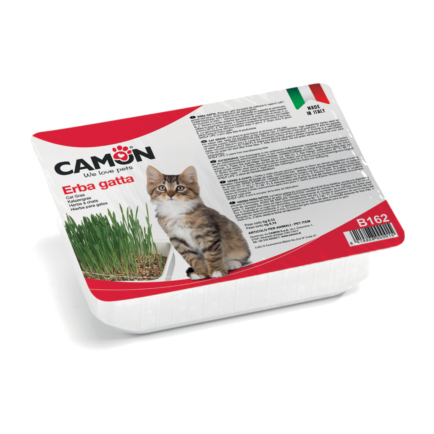 foto del prodotto camon gatto erbagatta con semi di orzo in vaschetta