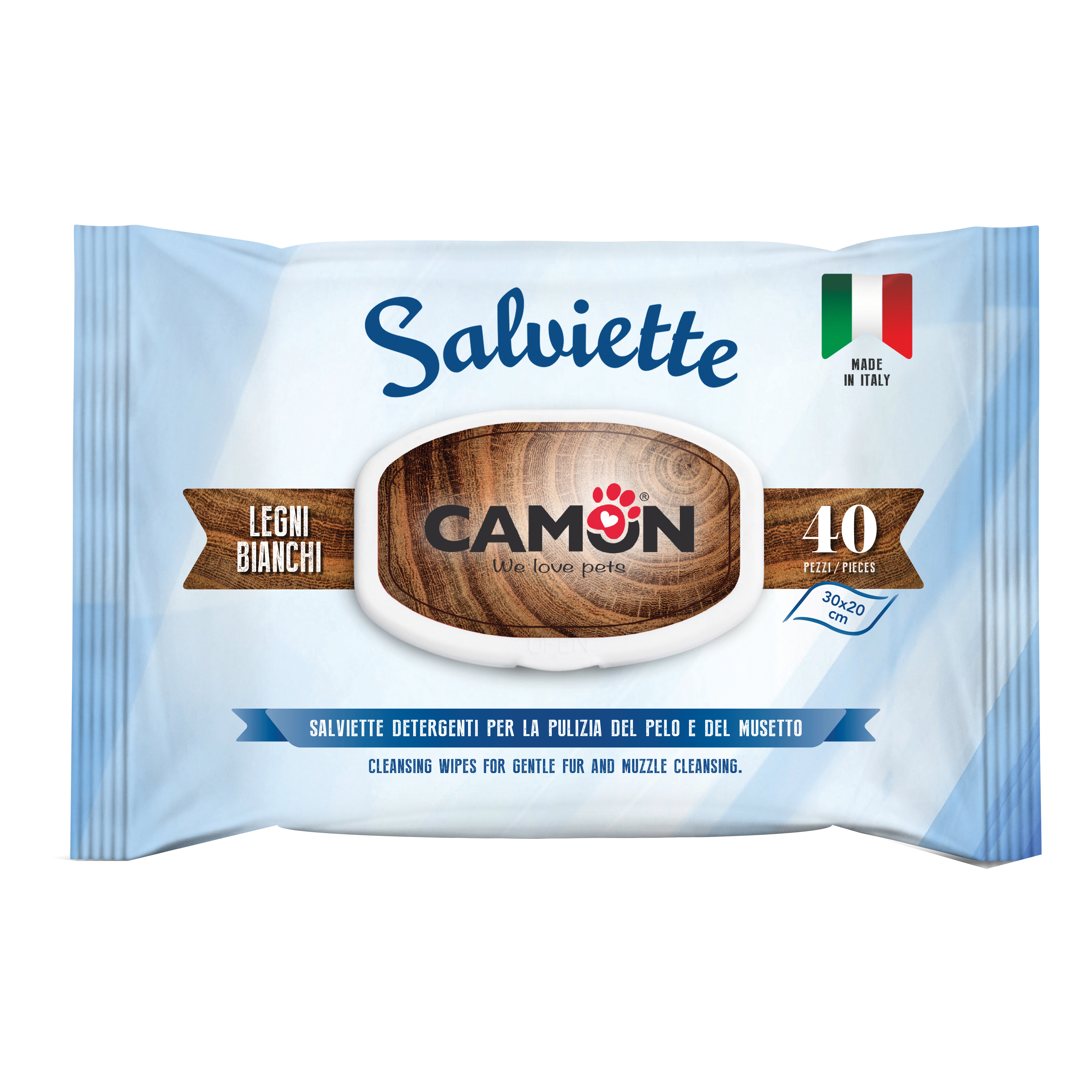 foto del prodotto camon salviette detergenti 40 pezzi legni bianchi