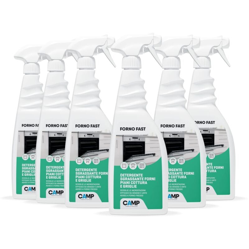 foto del prodotto camp forno fast, detergente sgrassante decarbonizzante specifico per forno, grill, barbecue e tutti gli impianti di cottura, pack 6x750ml