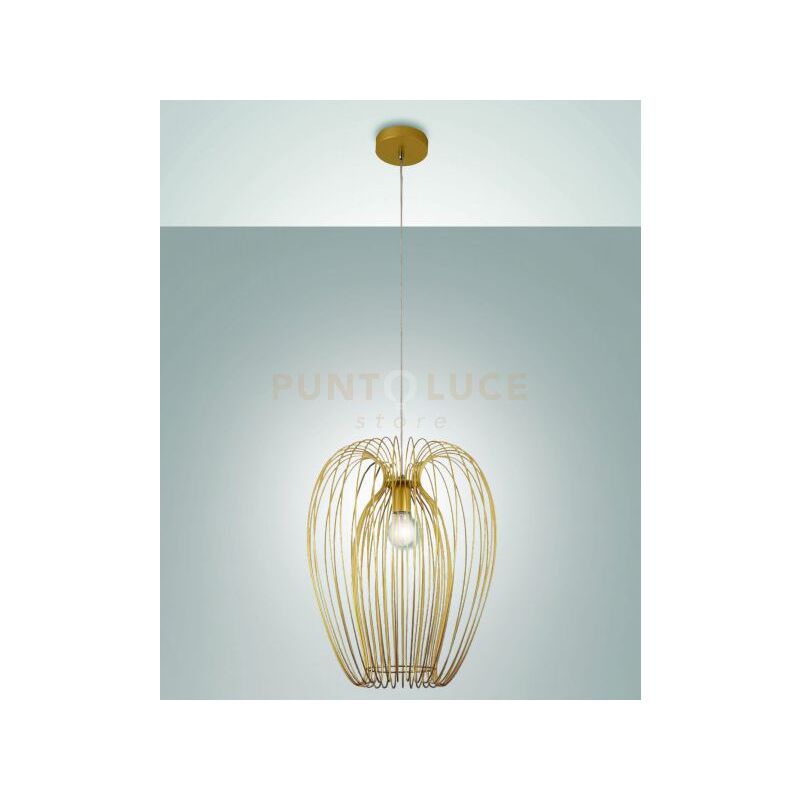 foto del prodotto camp lampadario a sospensione oro opaco in metallo 1 luce attacco e27 d.40cm