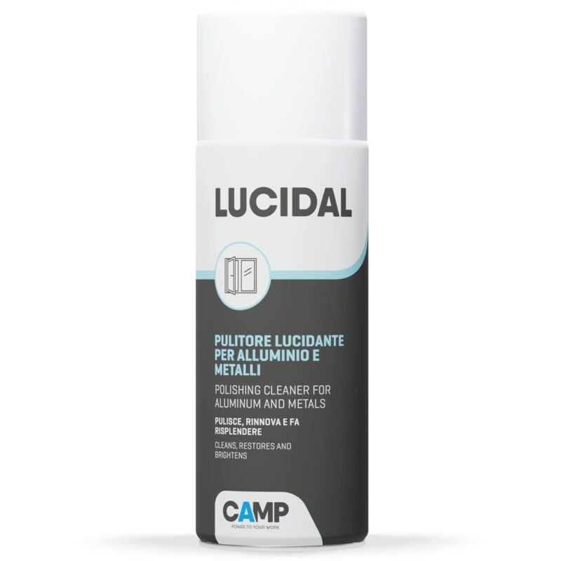 foto del prodotto camp lucidal polish lucidante spray per alluminio metalli e pvc ad azione protettiva, ideale per rinnovare e lucidare le superfici elimina