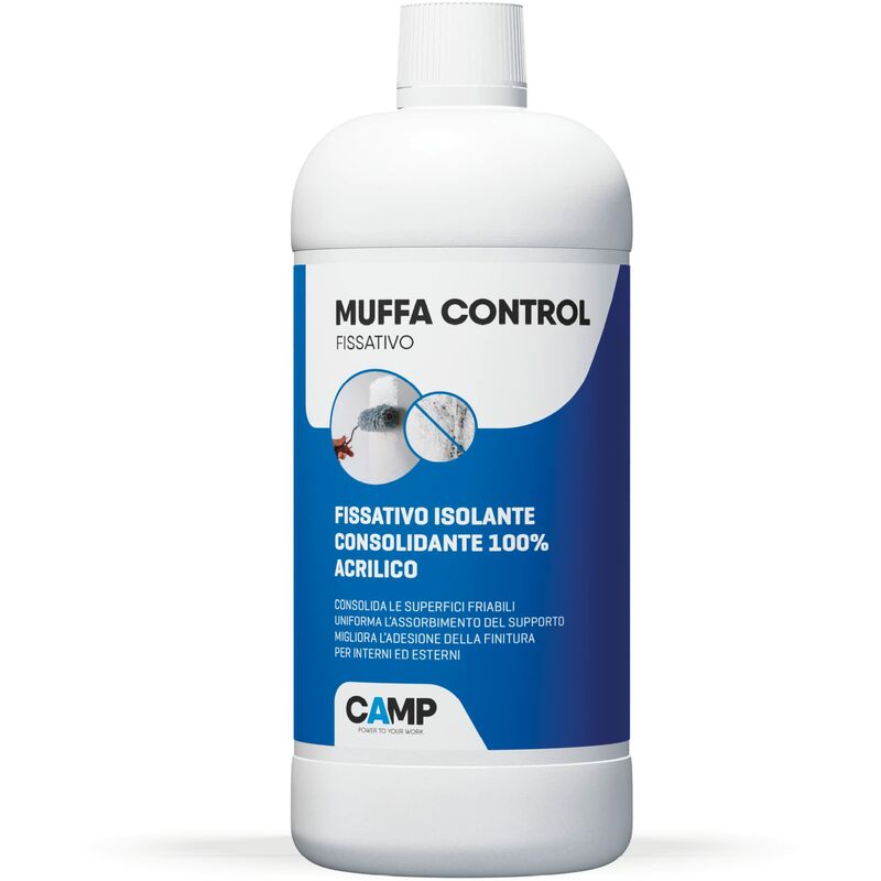 foto del prodotto camp muffa control fissativo, isolante e consolidante 100 acrilico, resistente a muffa e altri microrganismi, per muri interni ed esterni, a base