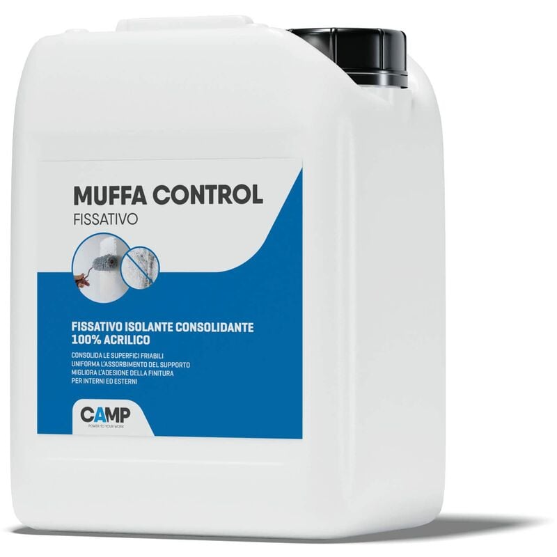foto del prodotto camp muffa control fissativo, isolante e consolidante 100 acrilico, resistente a muffa e altri microrganismi, per muri interni ed esterni, a base