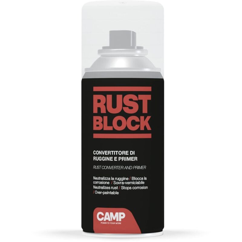 foto del prodotto camp rust block convertiruggine e primer convertitore ruggine spray pronto all uso, antiruggine impermeabile ideale per ripristinare superfici in