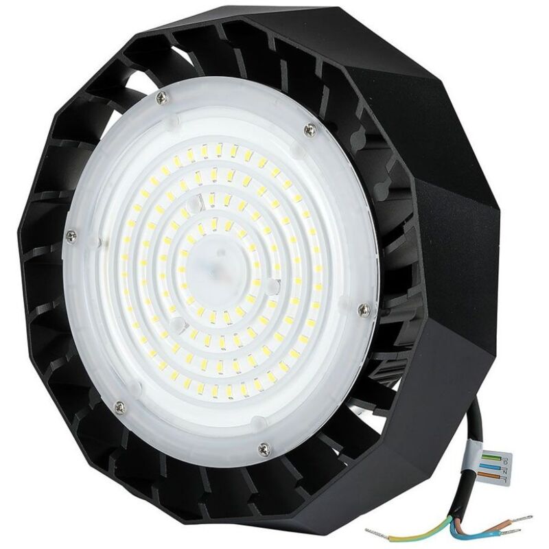foto del prodotto campana industriale led chip samsung 100w 120lm w ufo con driver samsung colore nero 90 4000k ip65 dimmerabile sku 583