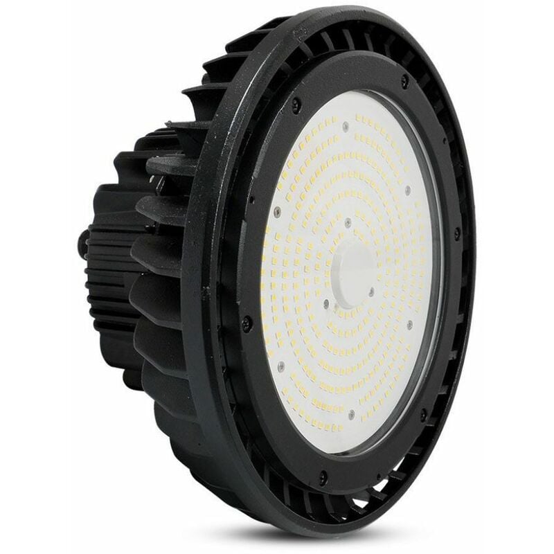 foto del prodotto campana industriale led chip samsung 150w 140lm w ufo con driver meanwell colore nero 120 4000k ip65 dimmerabile 1 10v 