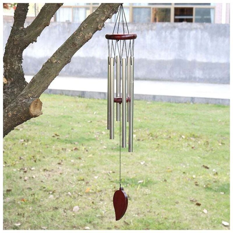 foto del prodotto campanelli eolici con suono rilassante e rilassante, 6 tubi in alluminio, campanelli eolici da esterno per casa, giardino, cortile, balcone,