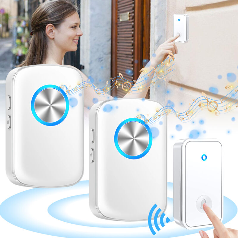 foto del prodotto campanelli wireless, sdlogal campanello senza fili portatile wireless doorbell, 60 suonerie, indicatori led, 150m operativo a grande distanza, 5