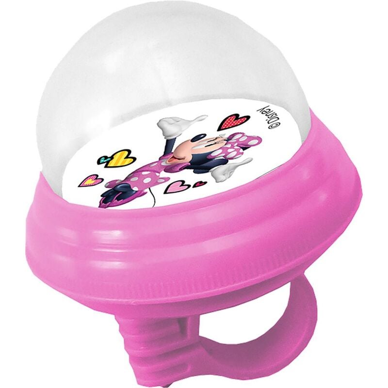 foto del prodotto campanello disney minnie mouse ad aria in plastica con calotta in plastica morbida per bicicletta da bambina, colore rosa