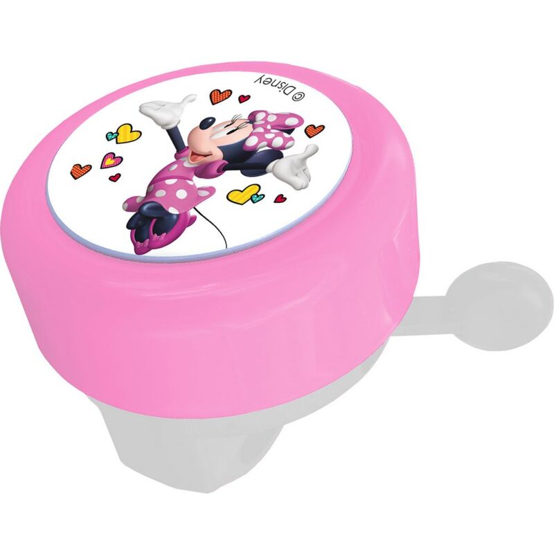 foto del prodotto campanello disney minnie mouse per bicicletta da bambino in metallo con corpo e leva in plastica, colore rosa