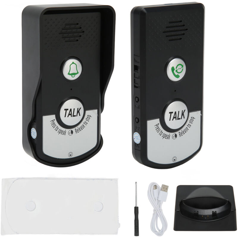 foto del prodotto campanello interfono vocale da 2 pezzi, campanello wireless intelligente con ricarica usb da 1000 m, campanello interfono wireless impermeabile per