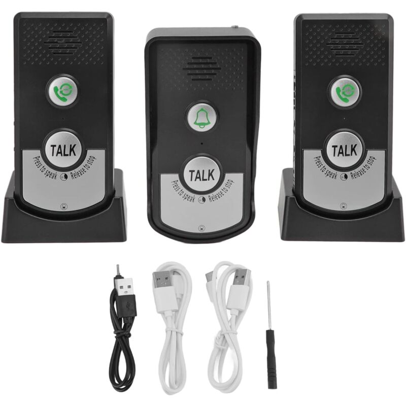 foto del prodotto campanello interfono vocale da 3 pezzi, campanello wireless intelligente con ricarica usb da 1000 m, campanello interfono wireless impermeabile per