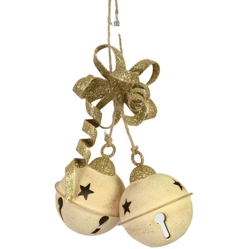 foto del prodotto campanello metallo fiocco oro cm15x6x23