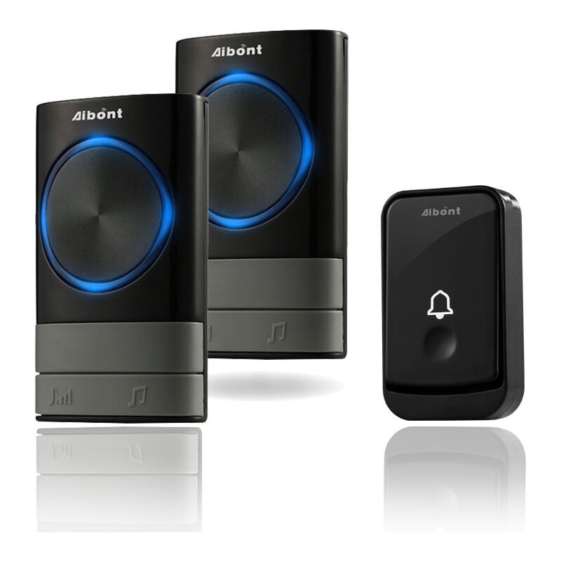 foto del prodotto campanello senza fili, 45 melodie 5 livelli di volume e campanello senza fili impermeabile ip55, kit campanello con 300 metri, flash led, 2 ricevitori collegabili