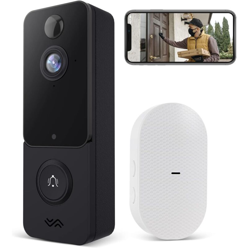 foto del prodotto campanello senza fili con telecamera hd 1080p, videocitofono wifi con batteria, visione notturna, comunicazione bidirezionale, altoparlante cloud
