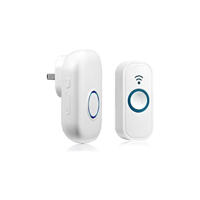 foto del prodotto campanello senza fili, kit campanello senza fili impermeabile con ricevitore plug in, per casa, ufficio, hotel, ecc.