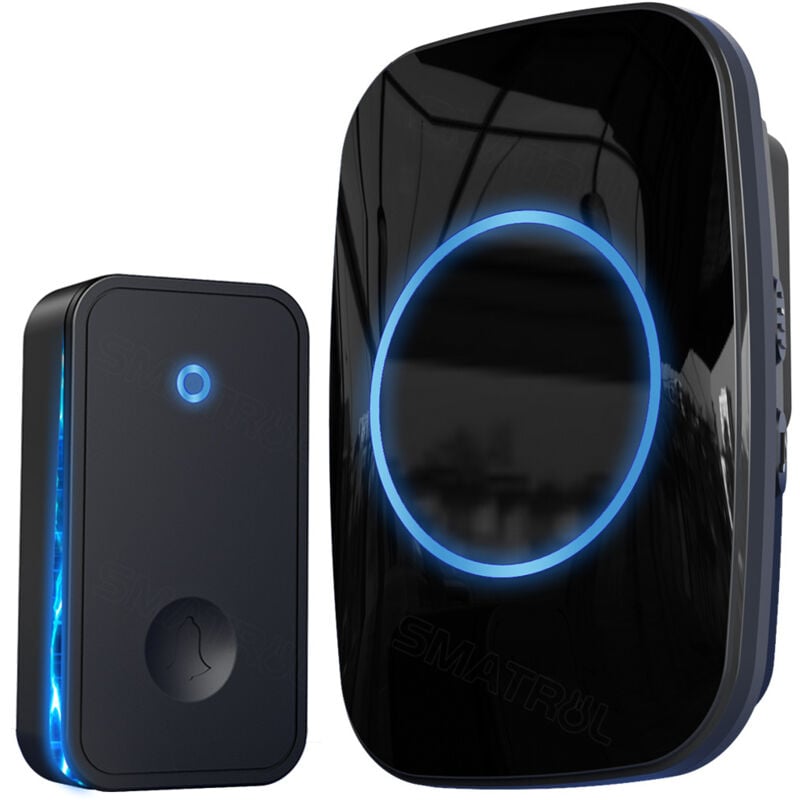 foto del prodotto campanello wireless autoalimentato, non richiede batteria, suoneria impermeabile, adatto a bambini e anziani, cercapersone, spina ue, nero