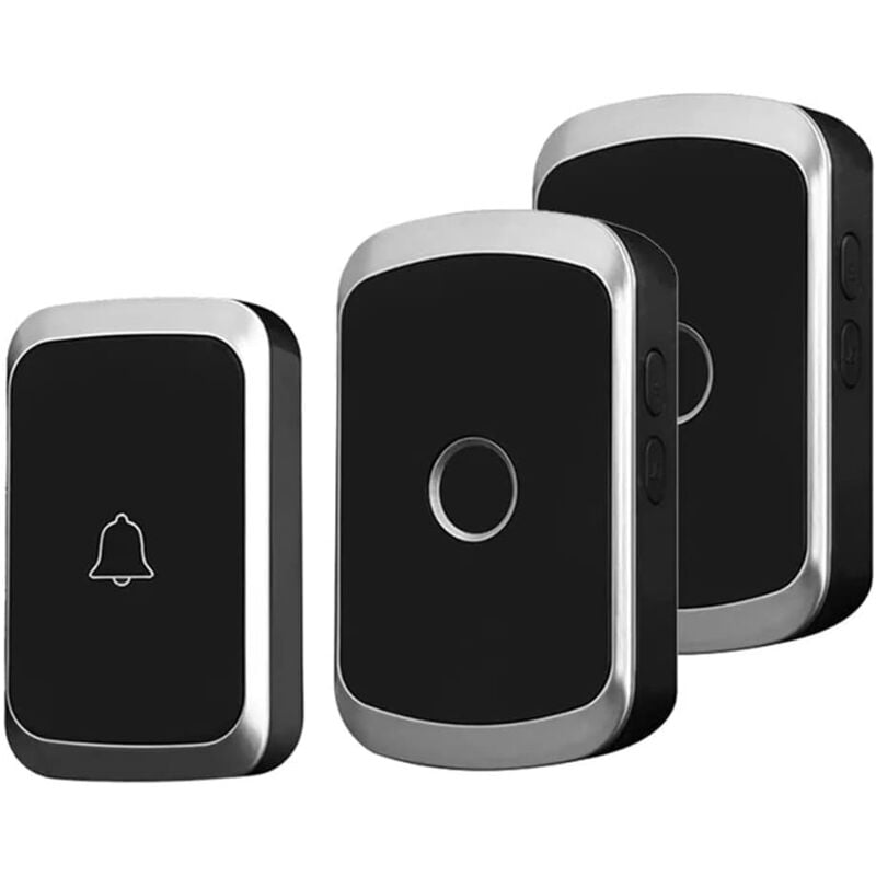 foto del prodotto campanello wireless, campanello led per casa intelligente, 1 campanello e 1 pulsante entro 300 metri, nero