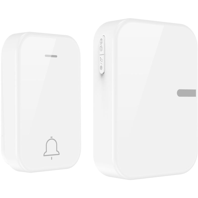 foto del prodotto campanello wireless impermeabile dingdong per casa, autoestinguente a lunga distanza, generazione volume 150 m, popolare campanello per casa bianco 