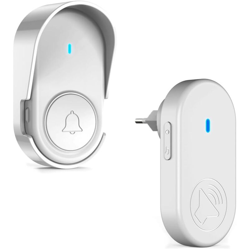 foto del prodotto campanello wireless impermeabile per esterni, kit campanello impermeabile ip66 bianco 