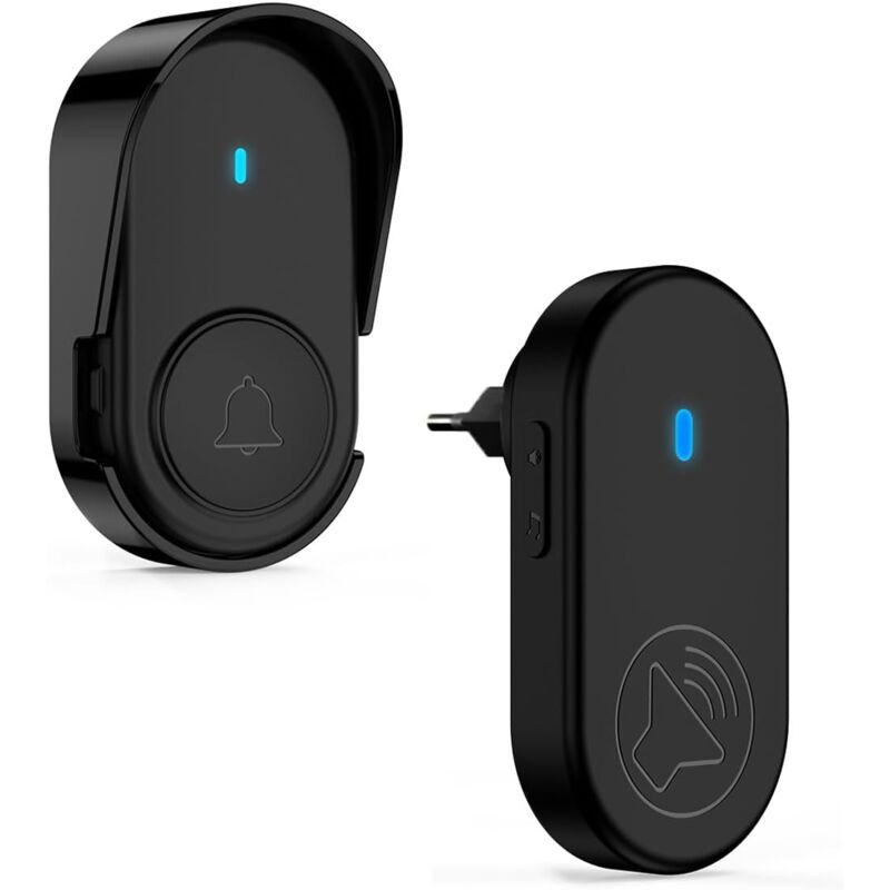 foto del prodotto campanello wireless impermeabile per esterni, kit campanello impermeabile ip66 nero 