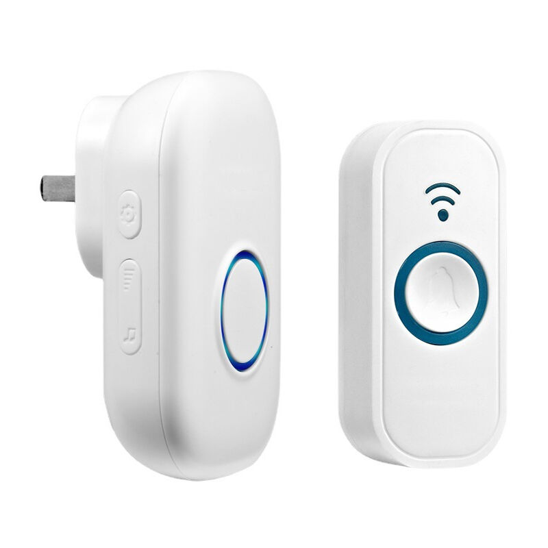 foto del prodotto campanello wireless monopezzo, kit campanello cordless impermeabile con ricevitore plug-in per casa, ufficio, hotel, ecc.