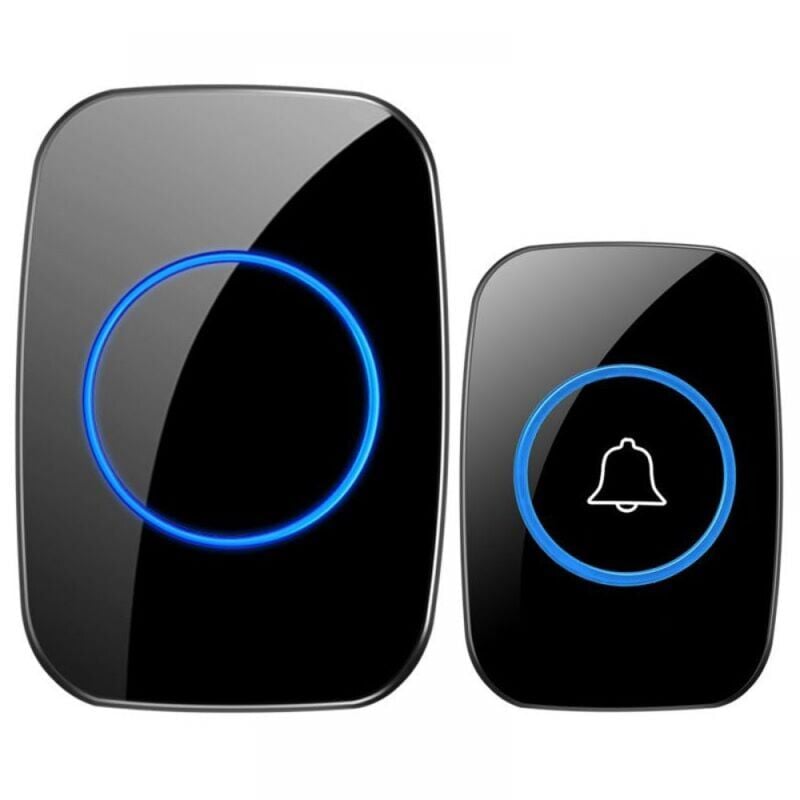 foto del prodotto campanello wireless per esterni, ip44 impermeabile 300 m, led nero, elettronico - campanello wireless per esterni
