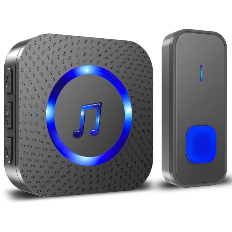 foto del prodotto campanello wireless ymyny campanello elettronico impermeabile ip55 da 400 m, kit con ricevitori plug in per la casa, 55 melodie a 5 livelli di