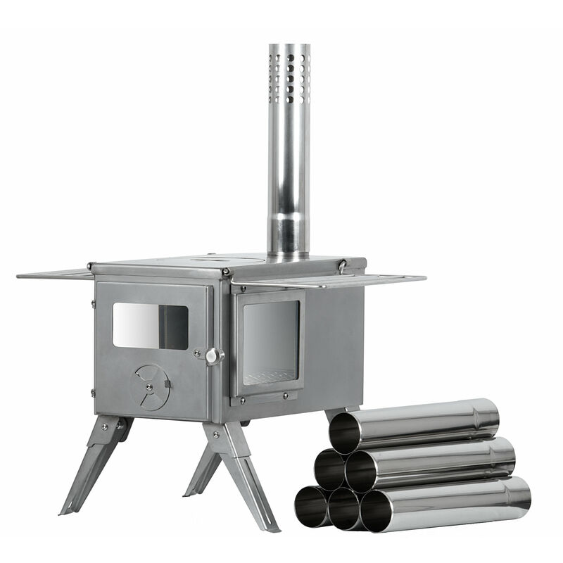 foto del prodotto campfeuer stufa a tenda in acciaio inox 51,5 x 42 x 216 cm stufa a tenda da campeggio