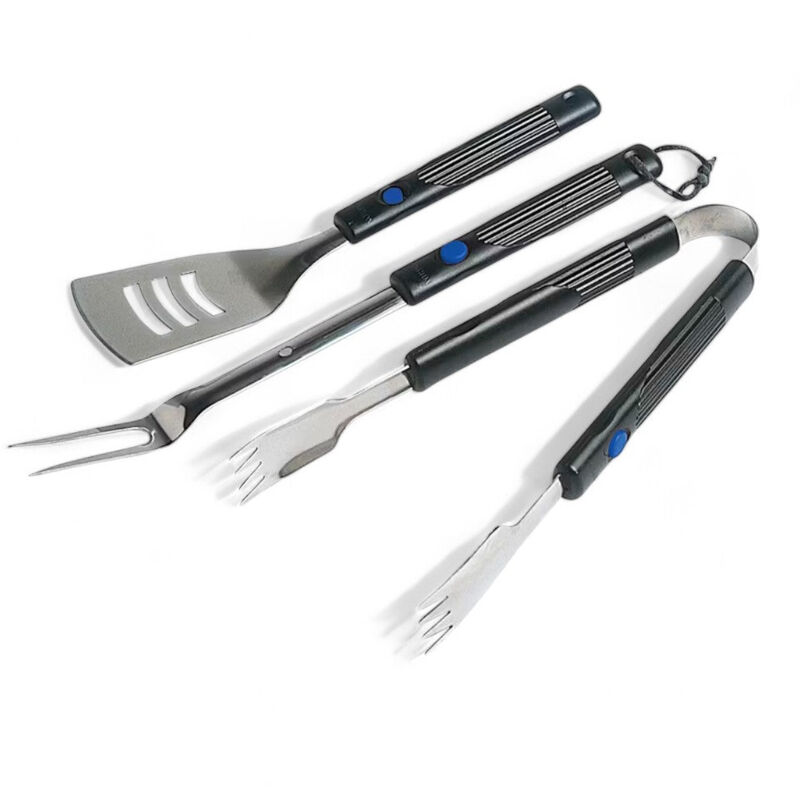 foto del prodotto campingaz set utensili barbecue tre pezzi con manici allungabili bachelite include spatola pinza e forchettone resistenti al calore