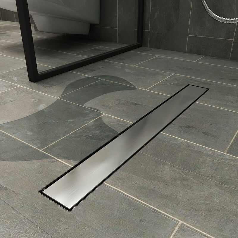 foto del prodotto canale doccia 80 cm in acciaio inox extra piatto scarico doccia 2 in 1 piastrellabile scarico pavimento bagno sirhona