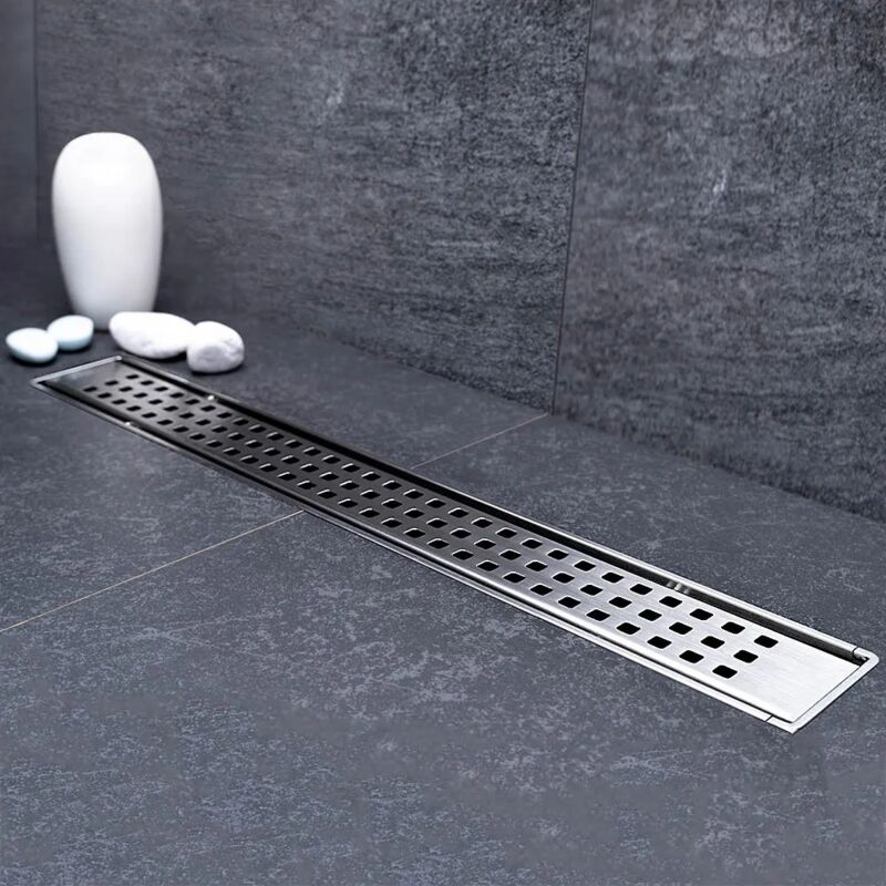 foto del prodotto canalina doccia a pavimento 55 cm con griglia e scarico incluso in acciaio inox cromato