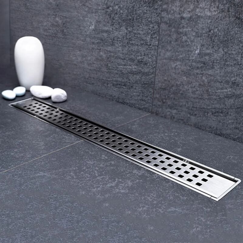 foto del prodotto canalina doccia a pavimento 65 cm con griglia e scarico incluso in acciaio inox cromato